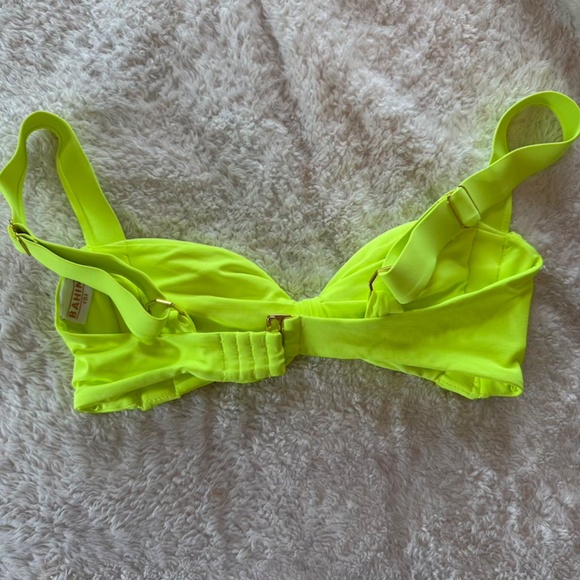 Bahimi Neon Yellow Bikini Top SMALL bow detail brand new without tags - Picture 5 of 6